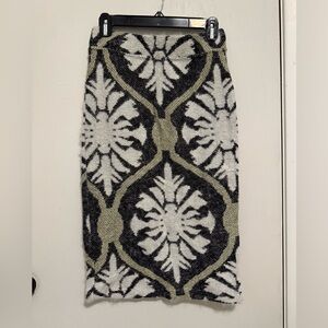 Anthropologie Sam & Lavi Motala Sweaterknit Pencil Skirt Black/Gold, Sz Small